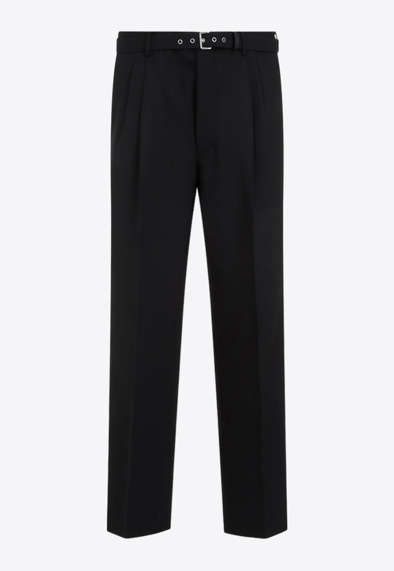 Belted Wool Tailored Pants