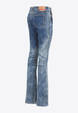 بنطال جينز واسع بشعار كريستالي