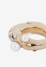 Strass and Pearl-Embedded Ring