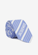 Striped Logo Silk and Wool Tie