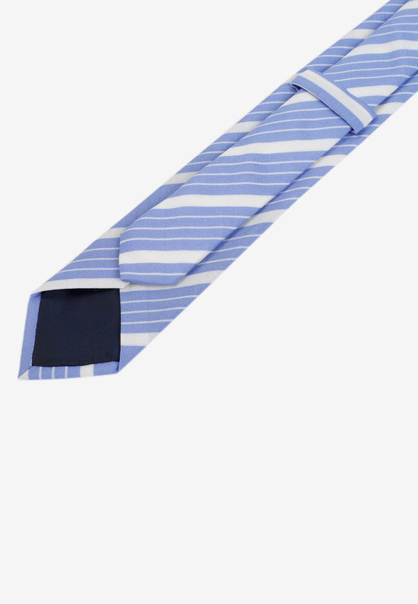 Striped Logo Silk and Wool Tie