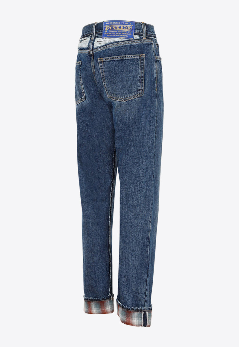 Straight-Leg Washed-Out Jeans