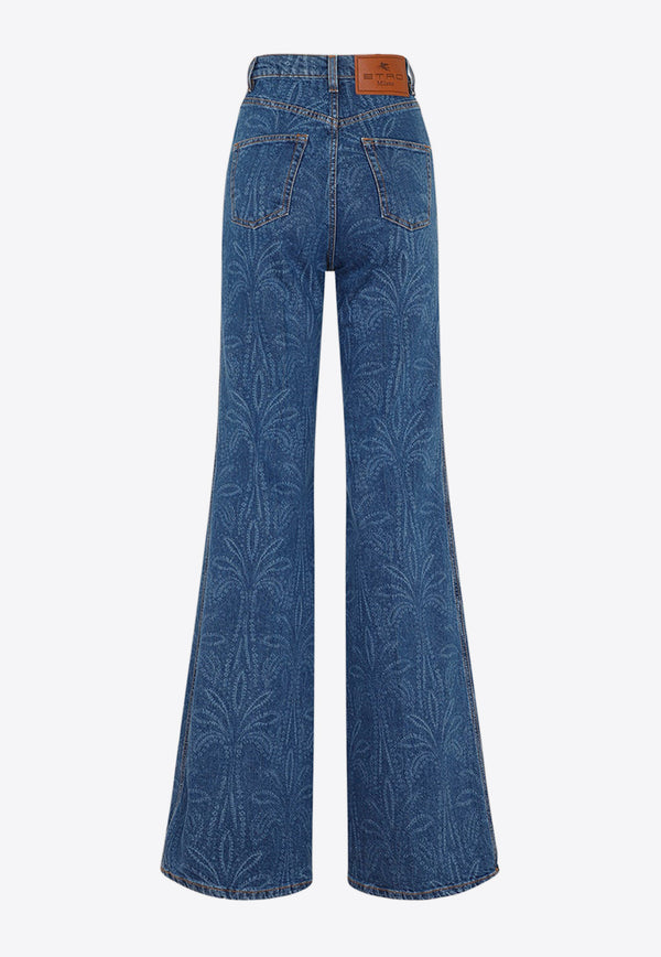 High-Rise Jacquard Flared Jeans