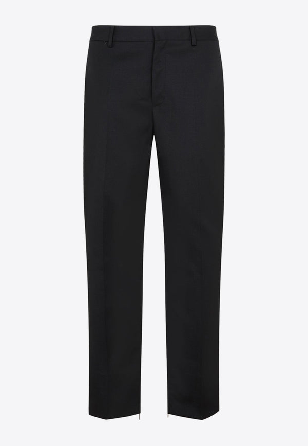 Logo-Embroidered Wool Tailored Pants