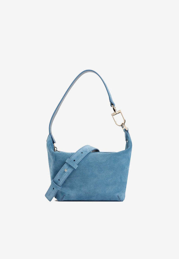 Small La Prima Top Handle Bag in Suede Leather