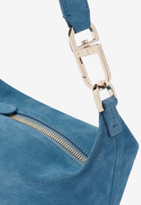 حقيبة لا بريما صغيرة ذات مقبض علوي مصنوعة من الجلد السويدي