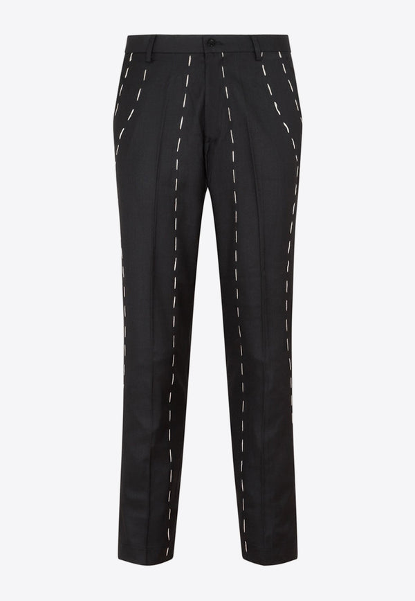 Hand-Embroidered Tailored Pants