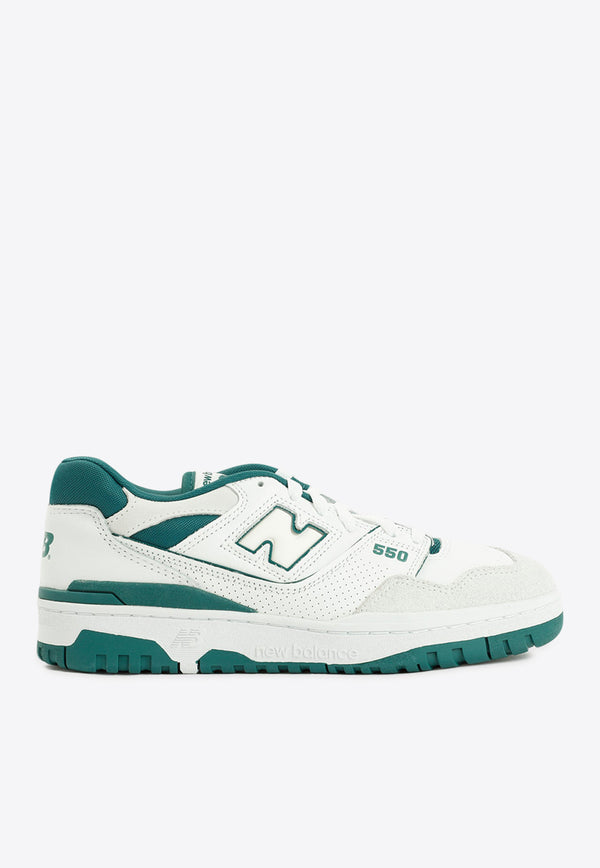 550 Low-Top Leather Sneakers White and Green Leather
