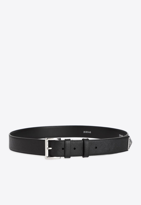 Triangular Logo Calf Leather Belt