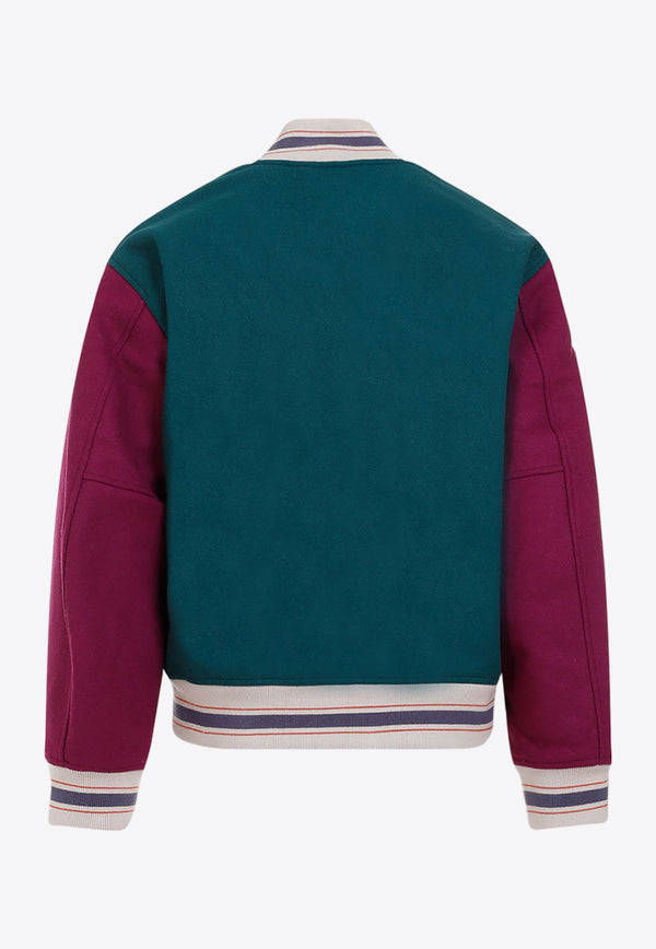 Colorblocked Wool-Blend Varsity Jacket