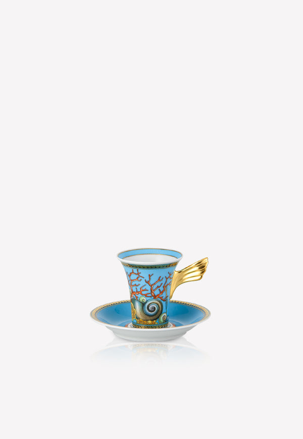 Versace Blue Home Collection Versace Les Tresors de la Mer Espresso Cup and Saucer Set 19300-409608-14720