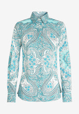 Etro Maxi Paisley Long-Sleeved Shirt 19383-5150 0250 Turquoise