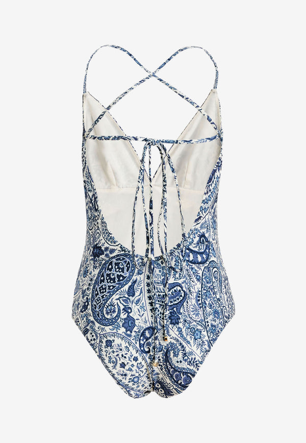 Etro Floral Paisley One-Piece Swimsuit 19615-4467 0200 Navy