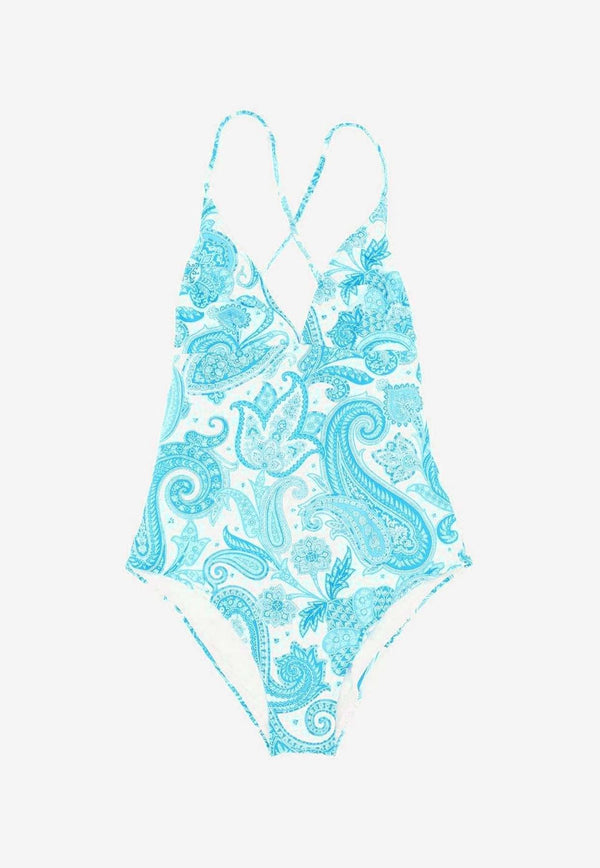 Etro Paisley Printed Swimsuit Blue 19615-4475 0250