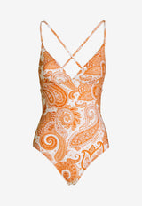 Etro Liquid Paisley One-Piece Swimsuit 19615-4475 0750 Orange