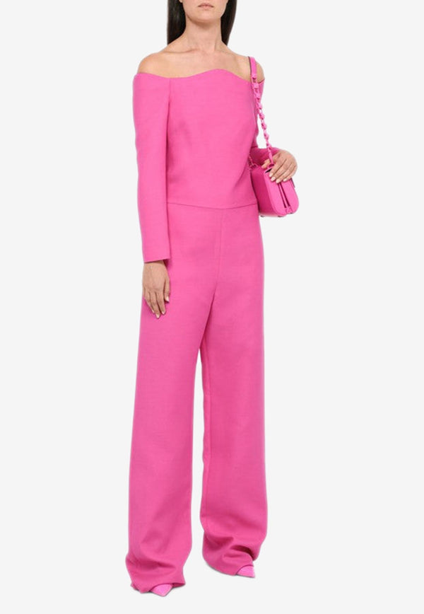 Valentino Off-Shoulder Crepe Couture Jumpsuit Pink 1B0VE2421CF/L_VALE-UWT