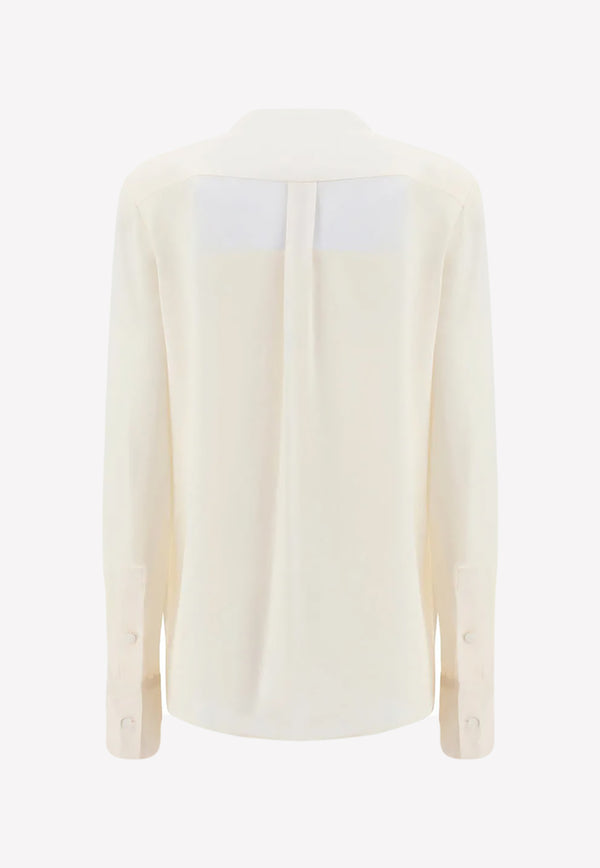 Valentino Embroidered Long-sleeved Silk Shirt White 1B3AB3T01MH A03