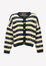 Valentino Rockstud Sequined Stripe Cardigan Multicolor 1B3KA04F7A3 7D1