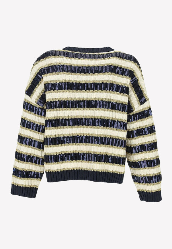 Valentino Rockstud Sequined Stripe Cardigan Multicolor 1B3KA04F7A3 7D1