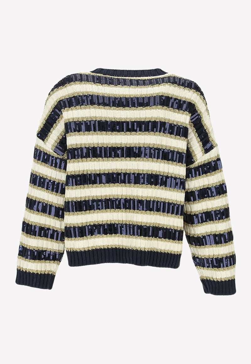 Valentino Rockstud Sequined Stripe Cardigan Multicolor 1B3KA04F7A3 7D1