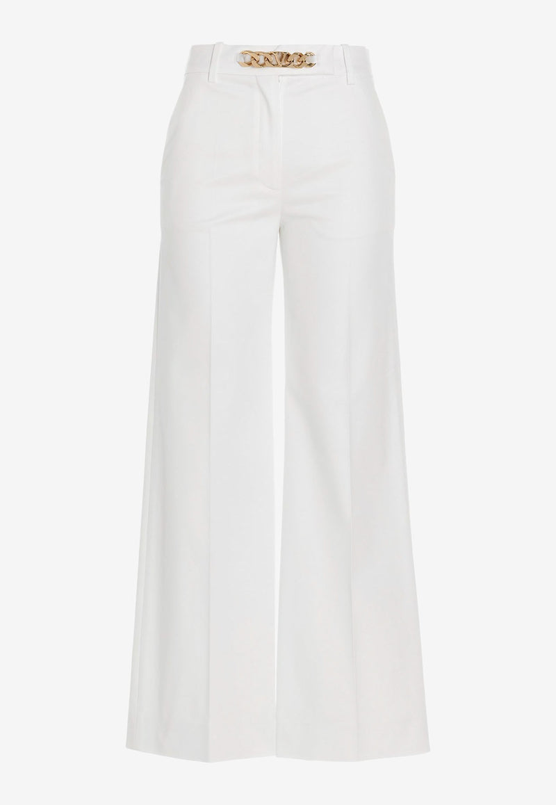 Valentino VLogo Chain Wide-Leg Tailored Pants White 1B3RB4W57A8 001