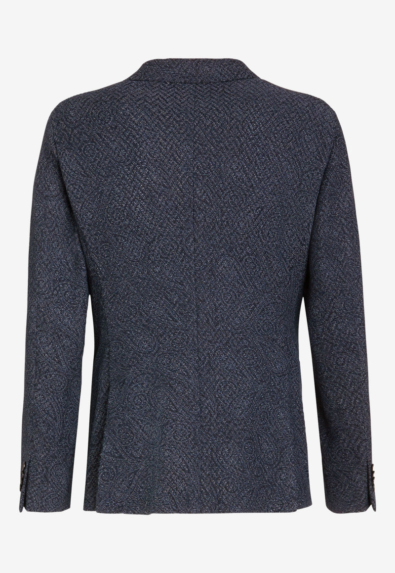 Etro Single-Breasted Paisley Jacquard Blazer Navy 1G440-0201 0200