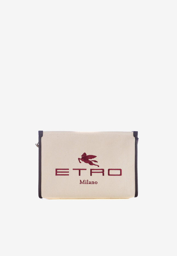 Etro Logo-Embroidered Pouch Beige 1H783-7090 0800