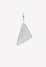 Prada Crystal Embellished Triangle Logo Left Earring Silver 1JO7662DZ5/K