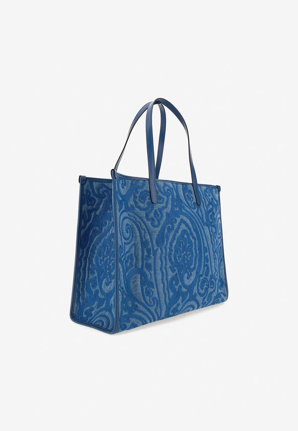 Etro Paisley-Embroidered Tote Bag Blue 1N009-7093 0250
