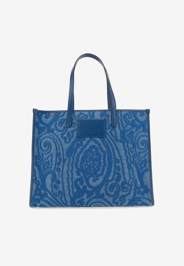 Etro Paisley-Embroidered Tote Bag Blue 1N009-7093 0250