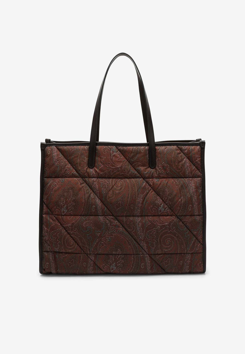 Etro Medium Paisley Nylon Tote Bag Brown 1N825-7065 0600