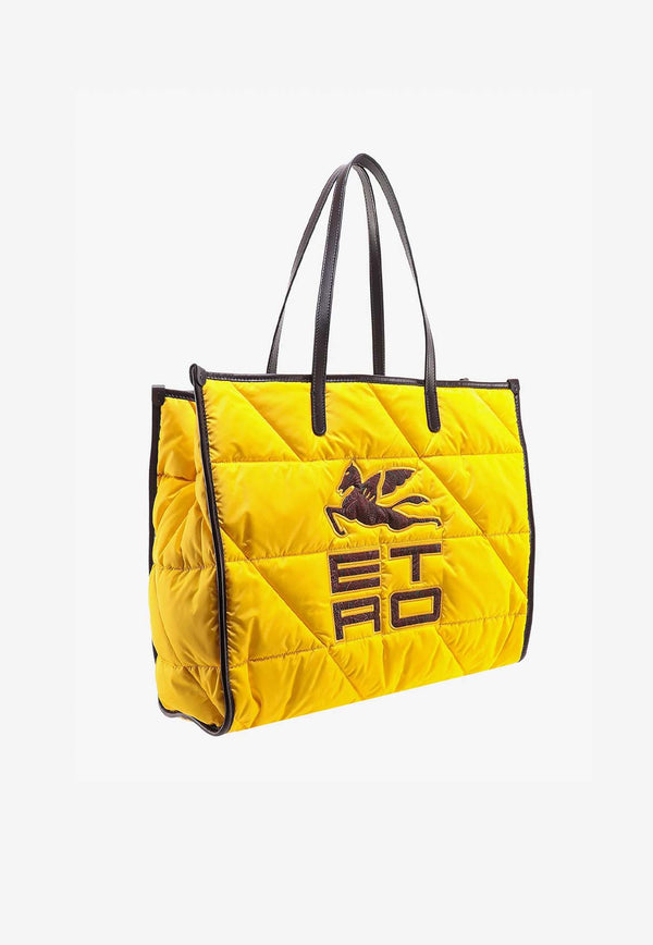 Etro Medium Logo Nylon Tote Bag Yellow 1N825-7066 0700
