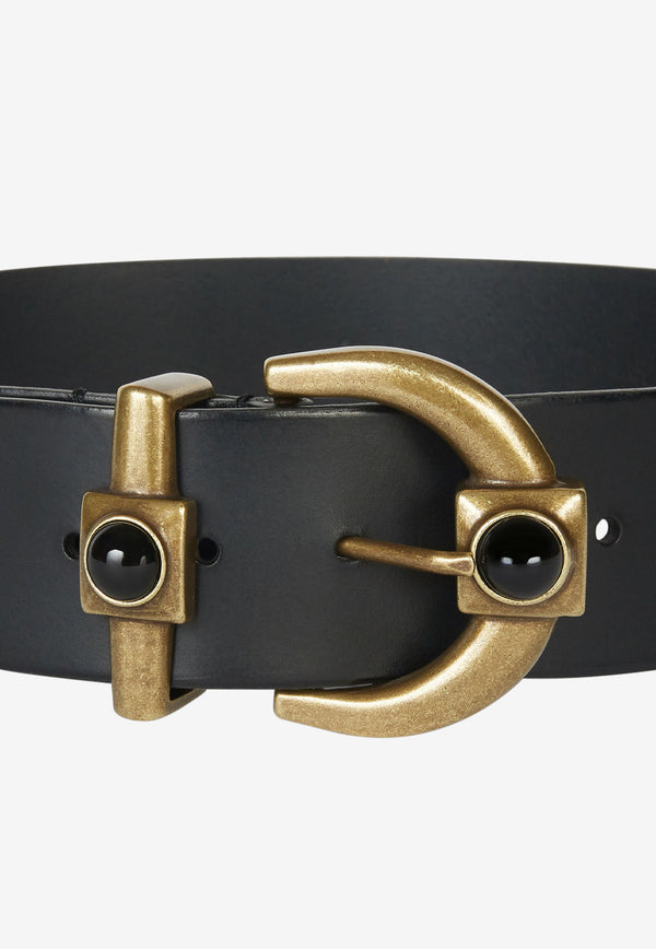 Etro Crown Me Belt in Calf Leather Black 1N846-2876 0001