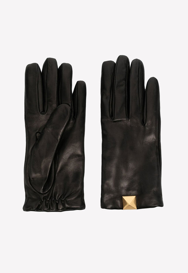 Valentino Roman Stud Leather Gloves Black 1W2GDA00YBJ 0NO