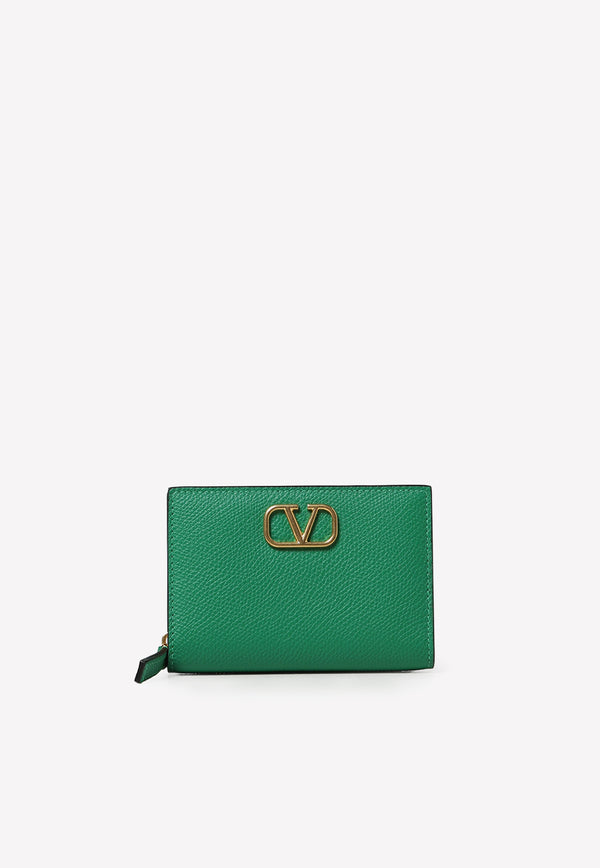 Valentino VLogo Zip Wallet in Grained Leather Green 1W2P0X35SNP 7PA