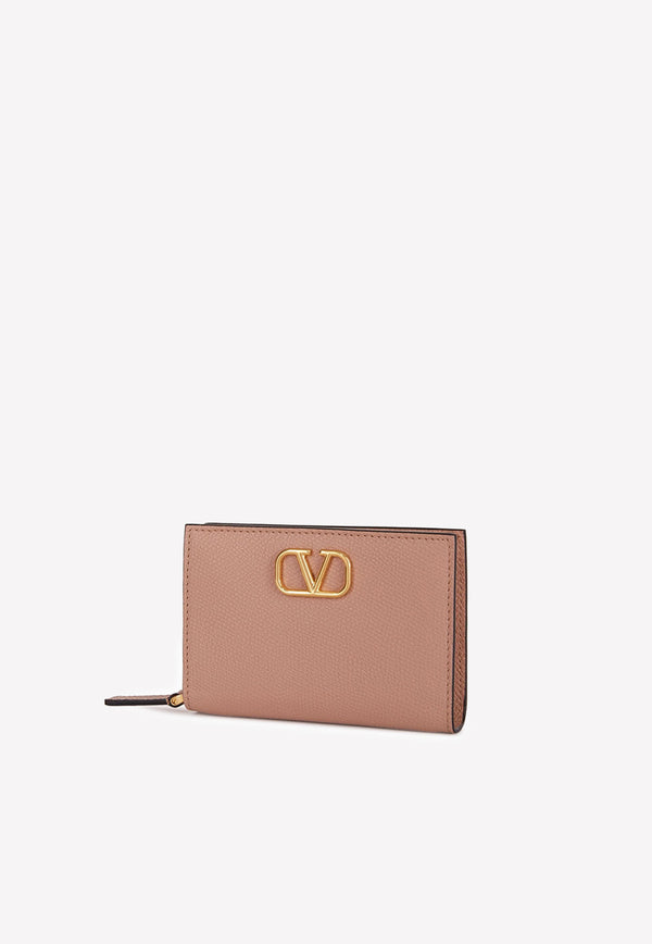 Valentino VLogo Zip Wallet in Grained Leather Nude 1W2P0X35SNP GF9