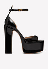 Valentino Tan-Go 155 Platform Sandals in Patent Leather Black 1W2S0FE0VNE 0NO