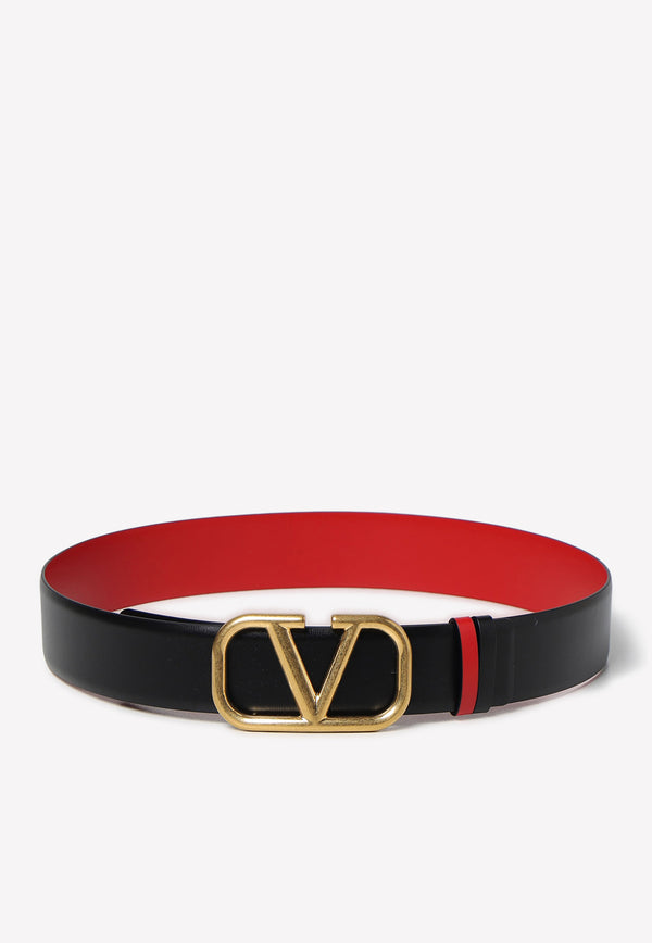Valentino VLogo Reversible Leather Belt Black 1W2T0S11ZFR 0SM