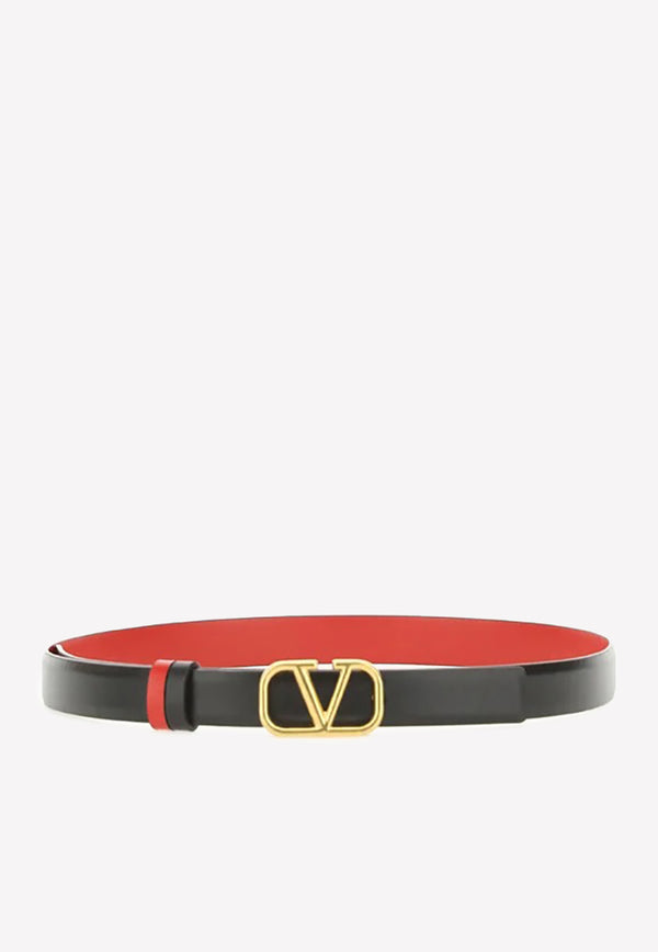 Valentino VLogo Signature Reversible Leather Belt Black 1W2T0S12ZFR 0SM