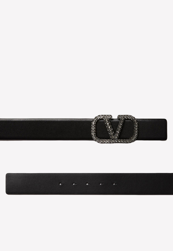 Valentino Signature VLogo Belt with Swarovski® Crystals Black 1W2T0X46YJW 249