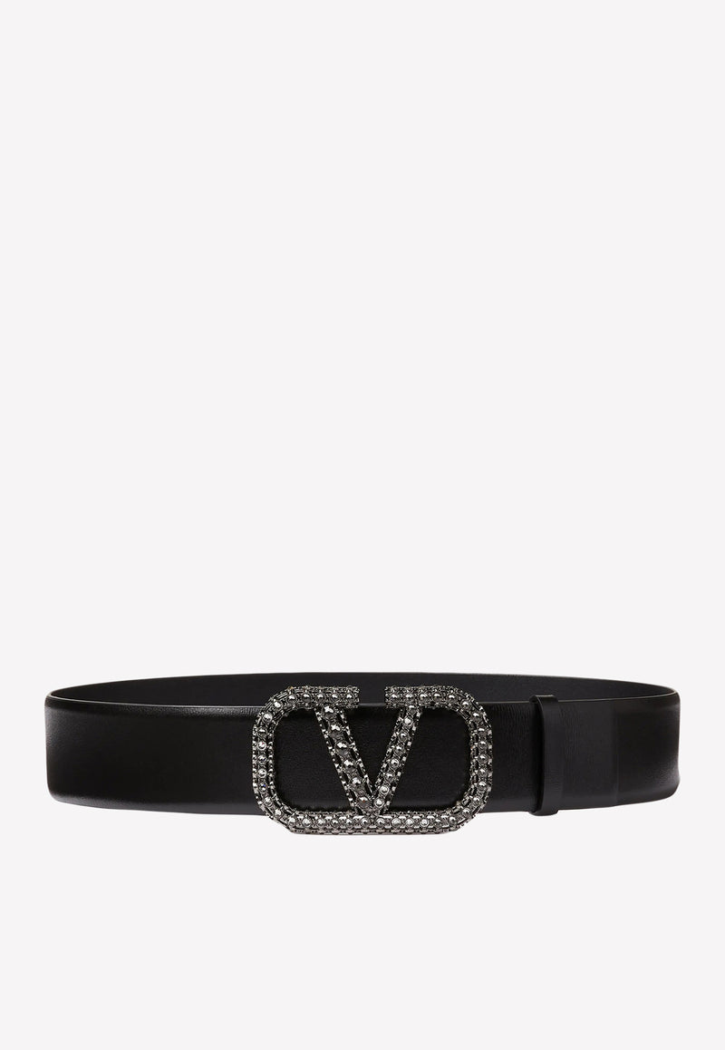 Valentino Signature VLogo Belt with Swarovski® Crystals Black 1W2T0X46YJW 249