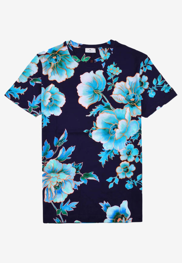 Etro Short-Sleeved Floral T-shirt Blue 1Y020-9465 0200