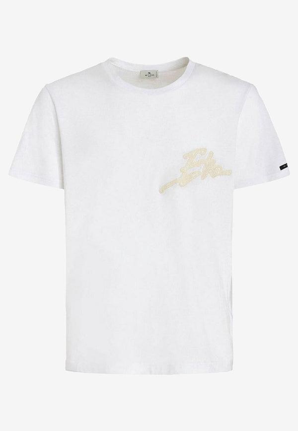 Etro Logo-Embroidered Short-Sleeved T-shirt White 1Y020-9479 0990
