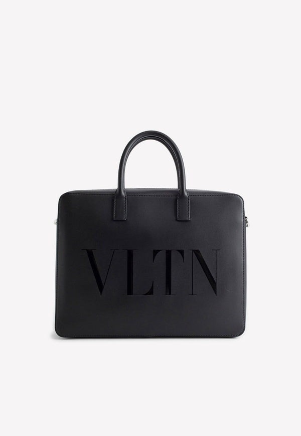 Valentino Logo Briefcase in Bovine Leather Black 1Y2B0B74GUI 0NO