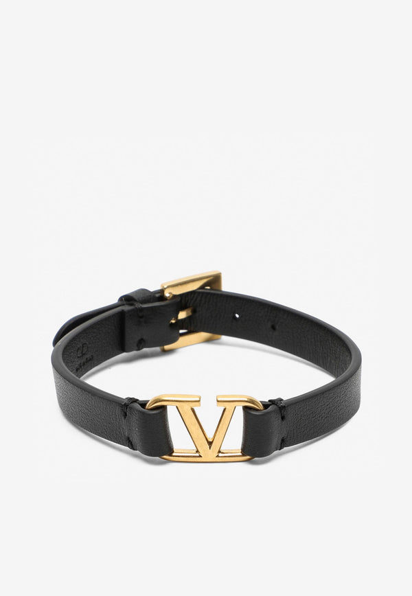 Valentino VLogo Calf Leather Bracelet Black 1Y2J0M67LMG 0NO