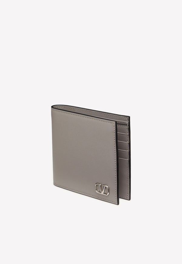 Valentino VLogo Bi-Fold Leather Wallet Gray 1Y2P0445LMV G09
