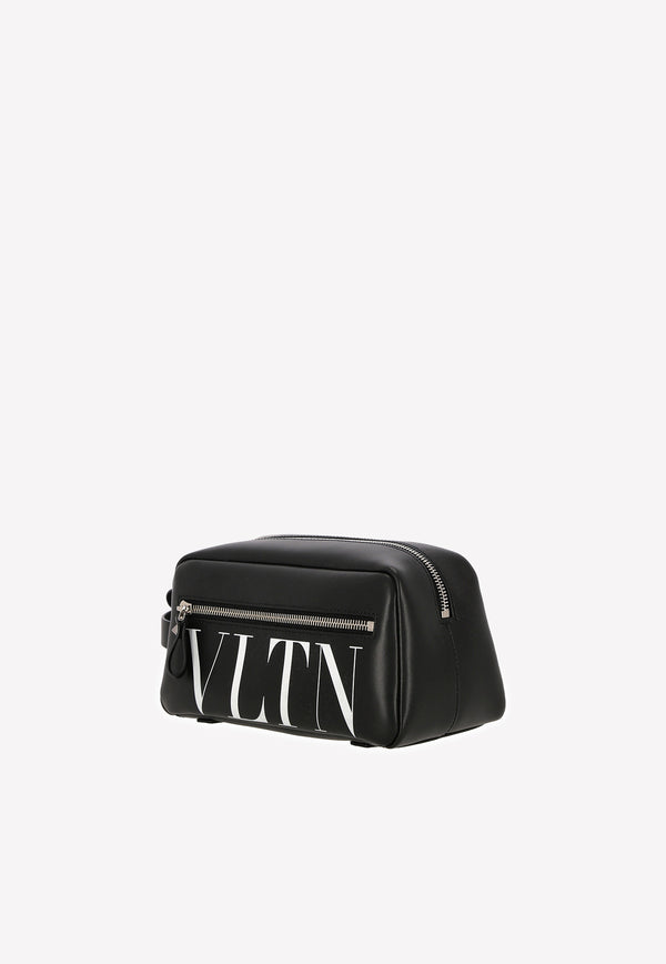 Valentino VLTN Print Zipped Leather Pouch Black 1Y2P0R94LVN 0NI