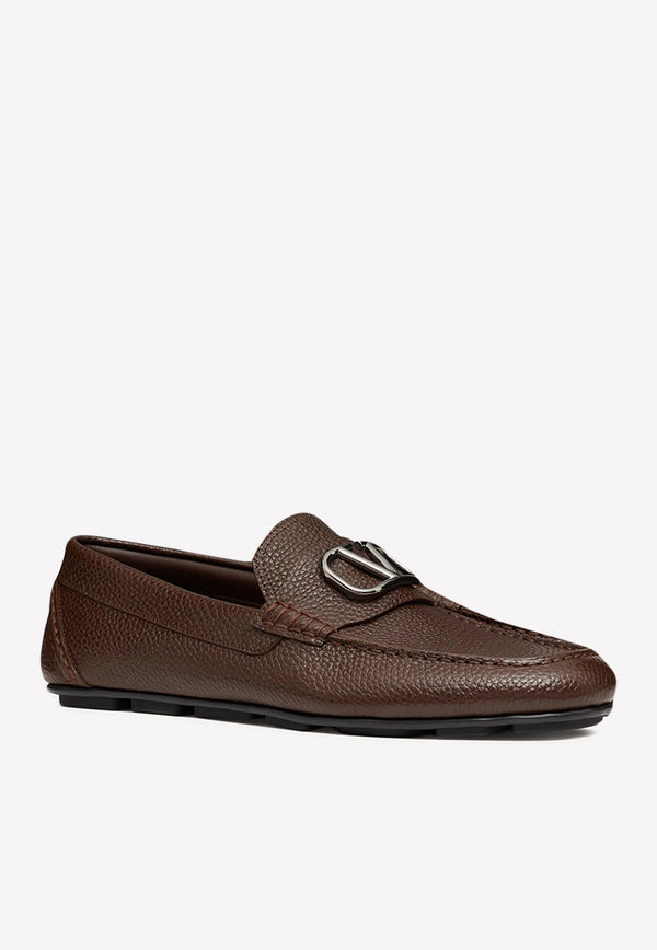 Valentino VLogo Leather Loafers Brown 1Y2S0G30BNT KG8