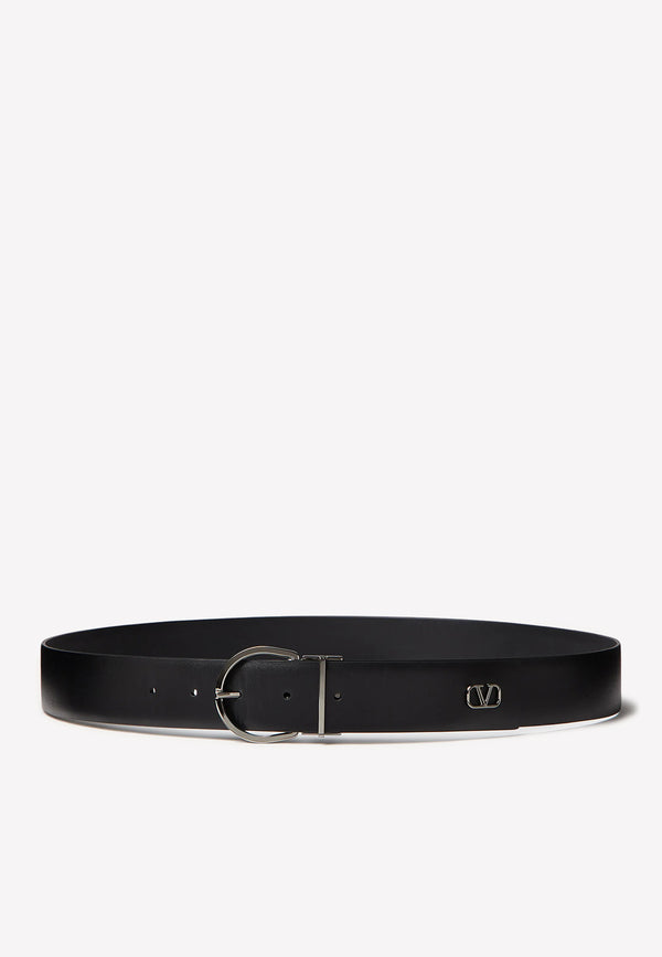 Valentino Mini VLogo Signature Leather Belt Black 1Y2T0SA3XQE 0NO