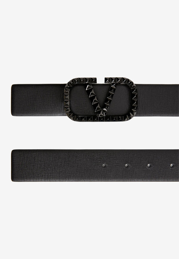 Valentino VLogo Signature Belt in Grained Leather Black 1Y2T0T33DNB 0NO